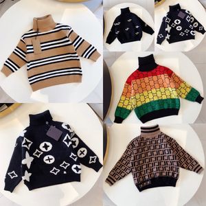 Çocuklar Giysileri Sweaters Çocuk Yüksek Boyun Süvarisi Sonbahar Tasarım Markası Uzun Kollu Genç Erkek Kızlar