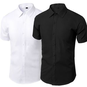Erkekler için yaz gömlek erkekler için yaz gömlek günlük beyaz kısa kollu düğme aşağı ince fit erkek sosyal bluz 4xl 5xl 230713