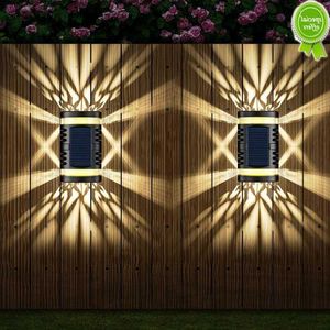 Наружные светодиодные солнечные настенные светильники водонепроницаемые садовые забор для садовых ландшафтных ландшафтных двориков патио