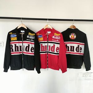 Mode Rhude Herren Designer Wappen Gestickte Buchstaben Markendesign Herren Fliegerjacken Frühling Langarm Mantel Jacke CN Größe S-XL