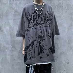 Erkek Tişörtleri Yaz Alt Giysileri Kadın Erkekler Grunge Anime Emo T-Shirt Rock Punk Üst E-Girl Alışveriş Merkezi Goth Tees Y2K Gotik Kıyafetler Sokak Giydirme 230712