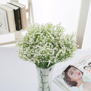 Flores decorativas 9 pçs/lote simulação artificial em todo o céu estrela alho-poró buquês de flores para casa de casamento azul branco