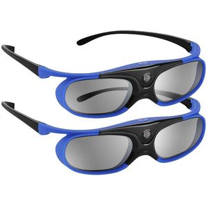 VR AR Accessorise 2pcs Aktif Deklanşör Gözü DLP Bağlantı 3D Glasses USB, Benq W1070 W700 Projesi 230712 ile uyumlu DLP bağlantısı projektörleri için şarj edilebilir