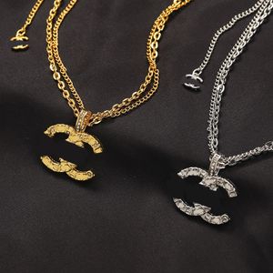 Designer banhado a ouro carta colar gargantilha design relevo pingente dupla corrente marca colares para mulheres jóias de alta qualidade