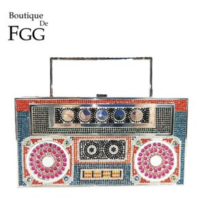 Вечерние сумки бутик de fgg новинка Boombox Radio Shape Женские сумки металлические сцепления цепные сумочки на плеча