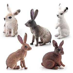 Dekoratif Nesneler Figürinler 5 adet sevimli simülasyon hayvan tavşan heykel süsleri bahçe çim figürinler çiftlik tavşan modeli oyuncaklar Paskalya Hediye Çocuklar için 230712