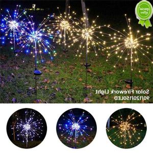 Güneş Havai Fişek Lambası 90/120/150 LED FIRA FİOMU Hafif Çim Globe Globe Dandelion Bahçe Çim Peyzajı Tatil Noel Işıkları