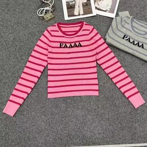 56SS Deisgner Kadın Kazak Dört Seasons İnce Stripe Moda Uzun Kollu Yüksek Son Yumuşak Nakış Jacquard Hırka Örme İnce Fit Lüks Sweater