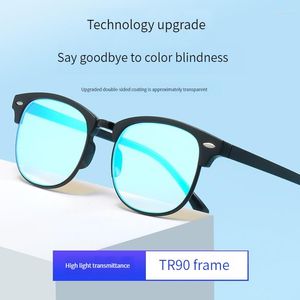 Güneş gözlükleri profesyonel renk kör gözlükler erkekler retro yarım çerçeve kırmızı yeşil körlük çift taraflı kaplama testleri ücretsiz