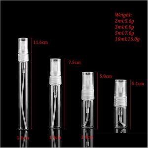 Packing Bottles 5Pcs Pack 2Ml L 5Ml 10Ml Clear Mini Per Glass Bottle Empty Cosmetics Sample Test Tube Thin Vials Amber Drop Delivery Dh4Ap