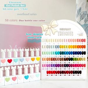 Nail Gel Eleanuos 58color sweet love macarone 15ml one color nail gel set semi permanent UVLED varnish led pure art design 230714