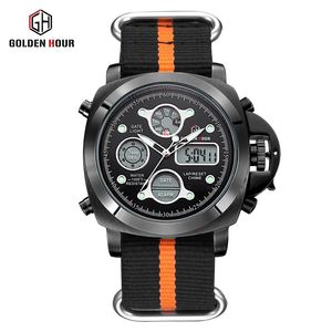 Reloj hombre Goldenhour Outdoor Sport Watch Men Canvas rap watch auto date show man watch watch relogio masculino226y