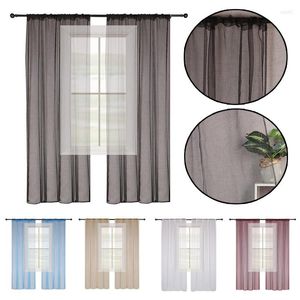 Cortinas de janela transparente de tule branco sólido para sala de estar, quarto, cozinha, cortinas de tecido de poliéster voile moderno