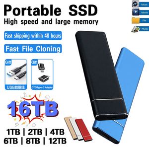 Жесткие диски 1T Внешний SSD жесткий диск Extra Disk SSD SSD 2TB USB3.0 Высокоскоростной мини -портативный SSD для LaptopsMartPhonePcmac с кабелем 230713