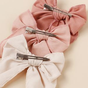 Kumaş Büyük Bow Barrettes Kızlar İçin Saç Aksesuarları Çocuklar Keten Kelebek Bowknot Saç Klip Çocuklar Düğüm Saç Teslim Alaşım Bobby Pin