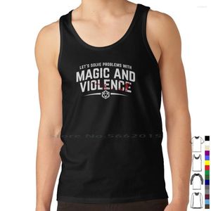 Men's Tank Tops Let's Solve Problems With Magic And Violence-Funny Dnd Gaming Top Pure Cotton Vest Character Role Playing