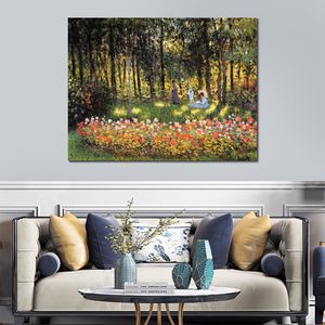Canvas Art Claude Monet Картина семьи артистов в садовой ручной работы