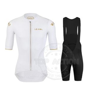 Велосипедные рубашки топы Le Col By Wiggins Jersey Set Mans Team Command Clothing Mtb Bike Uniform Maillot Ropa Ciclismo Bicycle Wear 230713
