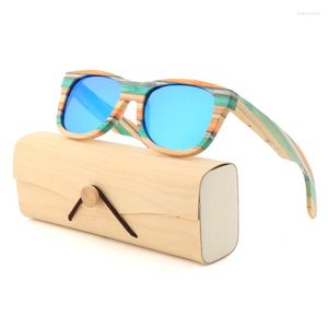 Güneş gözlüğü el yapımı moda polaroid bambu ahşap polarize renk çerçeve gözlükleri fabrika doğrudan satış