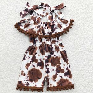 Giyim setleri bebek kız kıyafetleri tulum inek batı moda yürümeye başlayan çocuk tulumları süt ipek butik çocuklar toptan 230714