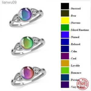 925 Silver Oval Humor Temperature Change Ring for Women Charm Wedding Party Jewelry Gifts L230704