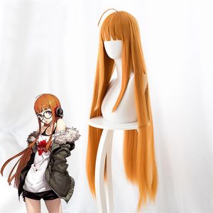 Persona 5 P5 Futaba Sakura Cosplay WIG 90cm uzunluğunda düz245z