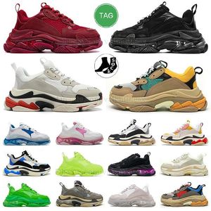 Atacado sapatos Triple S masculinos femininos tênis de design tênis de plataforma tênis de sola transparente preto branco cinza vermelho rosa azul Neon Green coach paris ao ar livre tamanho do sapato 36-45