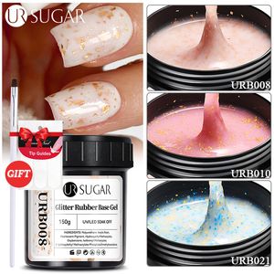 Nail Gel UR SUGAR 150g Gold Glitter Rubber Base Refill Package Milky Jelly White Selfleveling Art Soak Off UV LED Manicure 230714