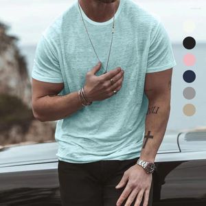 Erkekler Tişörtleri Sıradan Adam Solid Summer 2023 Moda Kısa Kol Üst Erkek Giyim Tarzı Mürettebat Boyun Külot Tees Sokak Giyim