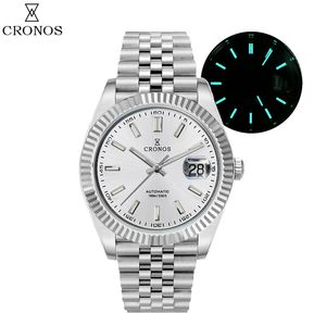 Other Watches Cronos Date Luxury Men Watch Stainless Steel 5 Links Bracelet Copper Nickel Plated Bezel 100m Water Resistant Sapphire 230714