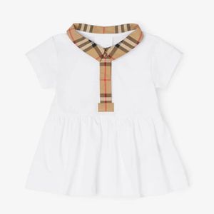 Детское дизайнерское детское платье Рубашка в клетку для девочек Одежда Летняя детская хлопковая рубашка с коротким рукавом Юбка Классический клетчатый лацкан Импортные ткани по индивидуальному заказу