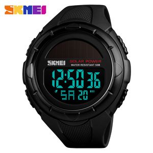 Skmei Solar Sport Sport Men's Watch Luxury Dual Dual Dual Dual Водонепроницаемые военные хроновые будильники Кварцевые наручные часы Relogio Masculino