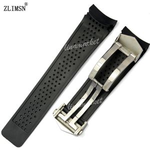 Смотреть группу Zlimsn Sport Watch Bands 22 мм 24 -мм часов с черными силиконовыми резиновыми отверстиями для часовых часов Black Golden Watchban266a