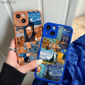 Vintage Van Gogh Phone Case для iPhone 13 12 12 14 14 Pro Max Puzzle Иллюстрация телефонная крышка для iPhone 8 7 Plus SE2 XS XS L230619