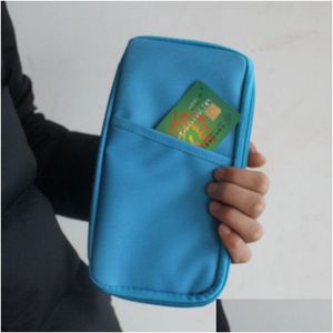 Сумки для хранения mtifunction модная держателя модных карт Travel Passport Credit Id Cash Wallet Organizer Bag Sukle 7 Colors Vt0659 Drop Droid Dhovj