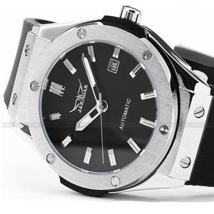 Jaragar Brands Серебряная нержавеющая сталь Аналоговый автоматический механический кремниевый спортивный мужские часы с Date2838