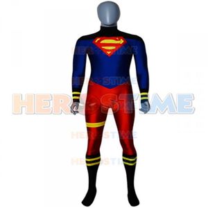 Superboy Costume Spandex Superman Superhero Cosplay Zentai костюм Хэллоуин вечеринка Super Boy Catsuit udults Kids Custom Made270f