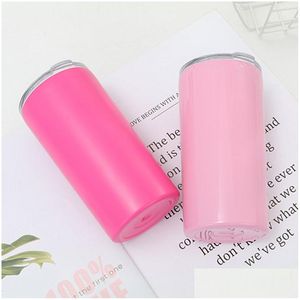 Tumblers 12Oz Straight Sublimation Skinny 7 Colors Stainless Steel Vacuum Insated St Cup Beer Portable Coffee Sippy Mugs Drop Delive Dhvbt