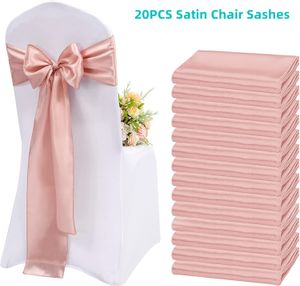 Sashes 20PCS 17*275cm Silk Chair Sashes Satin Sashes Bow Designed for Wedding Banquet Party Event Chair Knotbow Decoration 230714
