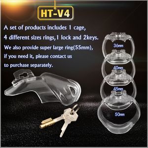 Chastity Devices V4 Male Resin Device Cock Cage With 4 Size Penis Ring Adult Game Belt A777 230714