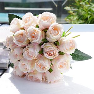 12pcs lotti fiori di rosa artificiali fiore di seta per la decorazione domestica del partito bouquet da sposa fiori decorazioni autunnali falso207b