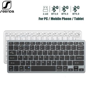 Klavyeler Seenda Bluetooth Klavye Çok Aitli Kablosuz Klavye Mini Bluetooth 5.0 2.4G Kablosuz Klavye Mac Laptop 230715 ile Uyumlu