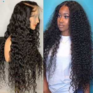 13x4 Hd Transparent Lace Deep Wave Frontal Wig Curly Lace Front Human Hair Wigs for Black Women Bob Water Wave Wig