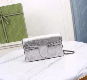 Tasarımcı Gümüş Çanta Kadın Sling Bags Mini Omuz Çantası Lady Cüzdan Üzerinde WOC Çantalar Crossbody Cüzdanlar Kart Tutucu Telefon Çantası Denim Zincirleri Ejderha Flep Lüks El Çantası