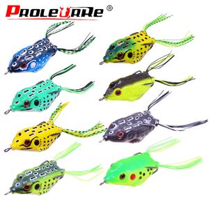 Yemler 8pcs karışık renkli kurbağa yumuşak cazibesi üst su sallantıları kauçuk kauçuk yapay yemler için pike yılan başlı dişli lures kiti balıkçılık mücadelesi 230715