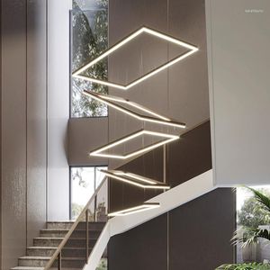 Kolye lambalar Dubleks Zemin Avizesi Merdiven Villa Modern Basit İskandinav Mühendislik Sıçrama Dönen Oturma Odası Salonu Tavan Satıyor