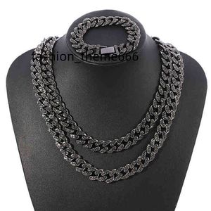Подвесные ожерелья Оптовые черные 13 -мм замороженные кубические цирконы бриллианты Cz Crink Chain Miami Cuba Bracelet Bracelet Hip Hop Dewelry для мужчин