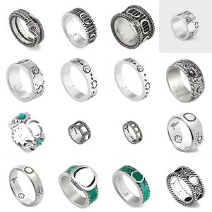 Silver Retro 925 стерлинговые кольца для мужчины роскошная дизайнерская дизайнерская группа кольцо кольцо мужская женщина G Объединение цветочные змеи кольца Женские украшения