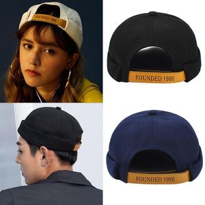 Ретро мужчины Docker Cap Sailor Biker Женщины зимняя шляпа Casualless Skull Loop Beanie Hat Solid Women Harajuku Corean Style Caps Y2268Q