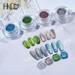 Tırnak parıltısı hndo 4 renk holografik kedi göz mıknatıs tozu 3D profesyonel manikür tasarımı diy pigment tozu 230714